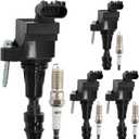 Ignition Coil Pack & Iridium Spark Plugs Set of 4 Compatible with Chevrolet Cobalt HHR Malibu Saturn Aura Buick Lacrosses Verano GMC Terrain Pontiac G5 & More 2.0L 2.2L 2.4L L4 Replaces# UF491 (Ignition Coil & Spark Plugs Set of 4)