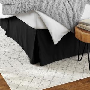 Lightweight Pleated Bed Skirt, King, Black, Solid
