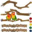 kathson 5pcs Natural Parrot Perch for Cage Wooden Bird Perches Grape Bird Stick Parakeet Climbing Standing Branches Toy Chewable Cage Accessories for Small Budgies Cockatiels Lovebirds Budgies
