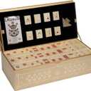 144-Tile Chinese Mahjong Set for Adults, Gold PMMA Tiles 2.05 x 1.48 in, one size