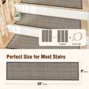 Chenille Stair Treads Non Slip 15pcs Stair Runner for Wooden Steps Rubber Backing Stairs Carpet Treads Indoor Staircase Covers Mat with Rubber Backing for Pets and Kids 8"X30" Black White
