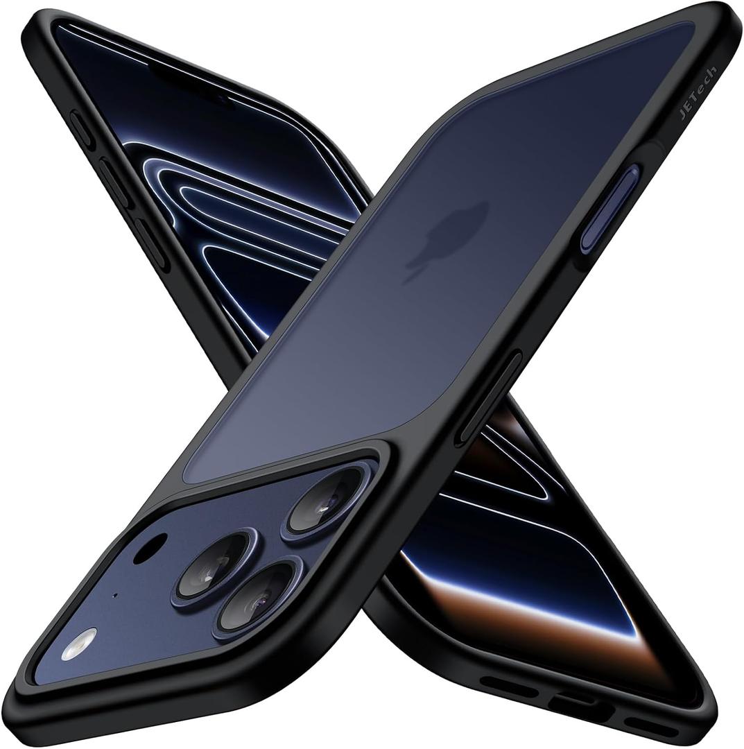JETech Matte Case ONLY for iPhone 17 Pro Max 6.9-Inch, Shockproof Military Grade Drop Protection, Frosted Translucent Back Minimalist Phone Cover, Anti-Fingerprint (Black)