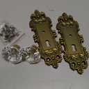 CEYMIO 5.5 Inch Height Vintage Dummy Door Knob Interior 2 Pack Crystal Glass Door Knobs Antique Brass Cabinet Knobs Keyless Decorative Hallway Closet Door Pulls Dresser Gold Door Handles