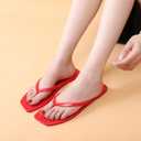 Women Flip Flops Jelly Shoes Thong Sandals Flat Slides Clear Jellies Pool Slippers Bathroom Summer Beach Size 8 Ladies Non Slip Dress Comfortable Quick Drying Soft (Red)