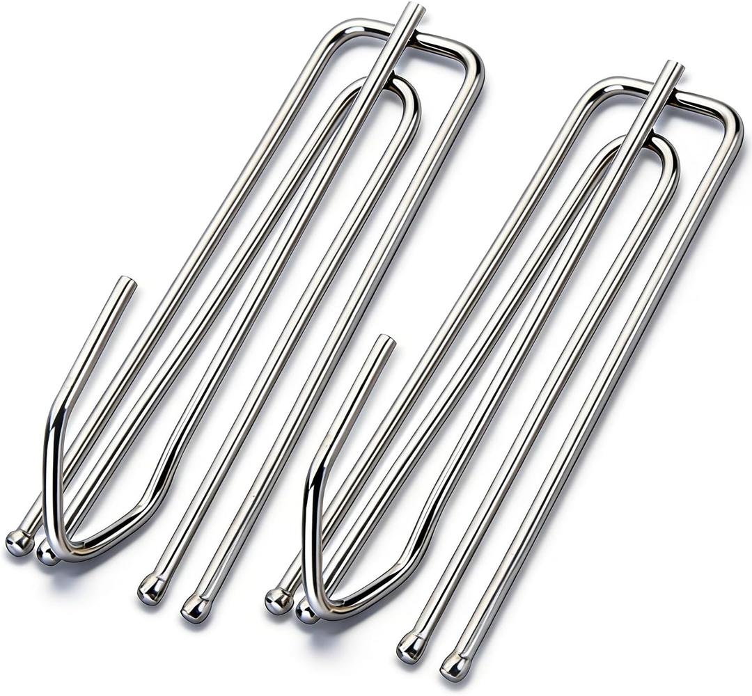 Curtain Pleat Hooks Stainless Steel, 60 Pack Drapery Hook and Pins for Pleated Drapes 4 Prongs Pinch Pleat Hooks for Window Door Bathroom Curtain,(2.7x0.9 inch, Silver)