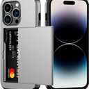 Nvollnoe for iPhone 14 Pro Case with Card Holder Heavy Duty Protective Dual Layer Shockproof Hidden Card Slot Slim Wallet Case for iPhone 14 Pro for Women&Men(Silver)