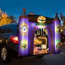 ZPISF 6 FT Halloween Inflatables Outdoor Decorations, Trunk or Treat Car Decorations, Blow Ups Haunted Castle with Builtin LEDs for Halloween Decor