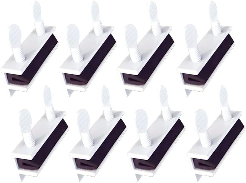 QCAA Sliding Window Security Lock with Vinyl Lining, Child Proof Lock, Aluminum, White, 8 Pack, Made in Taiwan