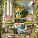 Pillow Perfect Bright Floral Indoor/Outdoor Throw Pillows, 1 Count, Floor - 25" x 25", Blue/Purple Gregoire