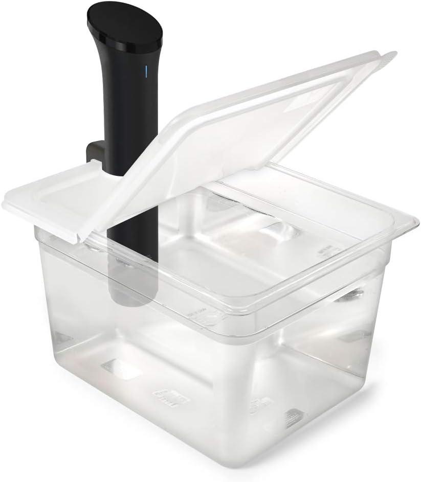EVERIE Sous Vide Container 12 Quart EVC-12 with Collapsible Hinged Lid Compatible with Anova Nano or AN500-US00 or Anova Pro 3.0 or Anova Mini, Also Fits Instant Pot
