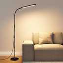 Modern LED Floor Lamp for Reading in Black, Bright 12W Dimmable Standing Light with Adjustable Gooseneck, 3 Color Temperatures, for Living Room corner, Office, Study Room, Bedroom Bedside Nursery, Lash