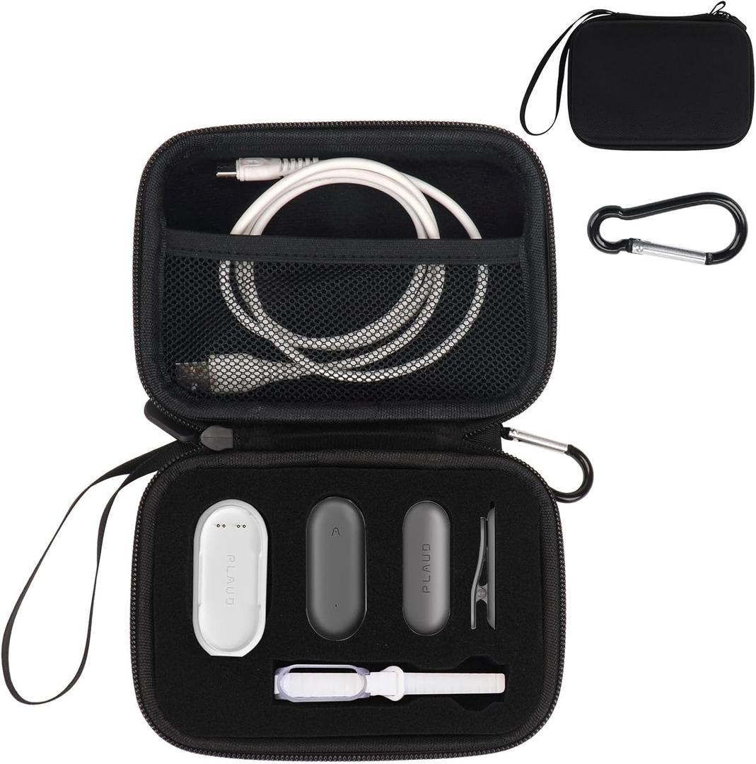 YouKnow Hard Case Compatible with PLAUD NotePin/NotePin S AI Voice Recorder - with Custom Foam Insert Holds Recorder, Magnetic Pin, Clip, Dock, Wristband & Cable (Case Only) (Black)