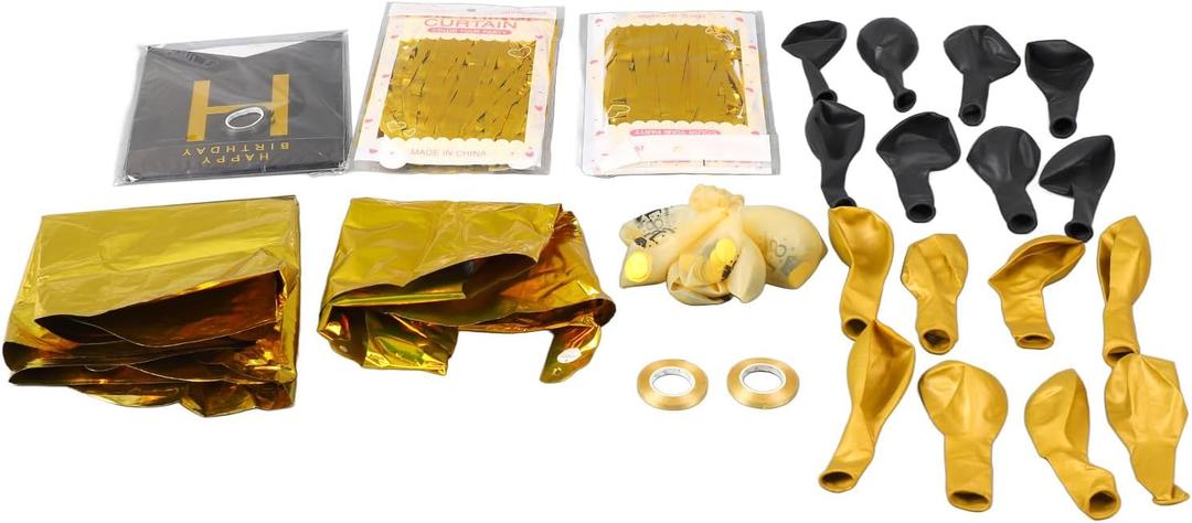 18th Birthday Balloons Set Black Gold Glitter Decorations with Number 18 Balloons, Happy Birthday Banner for Milestone Party Decor