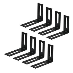 MY MIRONEY 8PCS Black Slotted L Brackets Hardware Adjustable Slotted L Brackets Metal Corner Braces L Shaped Joint Right Angle Shelf Support Bracket with Screws, 0.71" x 2.32" x 1.69"