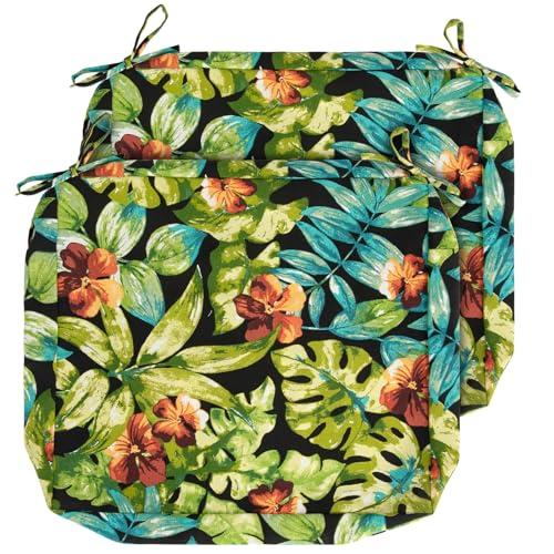 IN4 Care Patio Cushion Covers with Ties, 1 Pack, Outdoor Water Resistant Deep Seat Chair Cushion Slipcover 24x24x4 Inch for Garden Couch Sofa (Replacement Cover Only)-Tropical Green Leaves