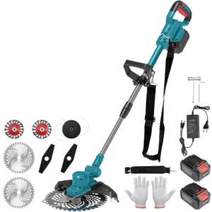 Electric Weed Wacker Cordless, Battery Powered Weed Eater String for Makita Battery, 21V Electric Weed Eater, for Lawn, Bush Trimming(with 2 x 4.0Ah Batteries and Fast Charger Included) (Blue)