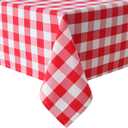 Hiasan Red and White Checkered Tablecloth Rectangle - Stain Resistant, Waterproof and Washable Plaid Table Cloth for Picnic, Holiday Dinner and Kitchen, 60 x 120 Inch