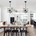 16.1" Modern Sputnik Chandelier,4-Light Black Chandelier with Glass Globe Shades,Mid Century Industrial Chandeliers Dining Room Light Fixtures,Farmhouse Chandeliers for Foyer (White Glass)