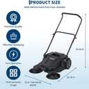 Walk-Behind Outdoor Hand Push Floor Sweeper, 25.6 Inch Wide Manual Non-Electric Sweeper with 5.25 Gallon Waste Bin, Adjustable Folding Handle Heavy Duty Yard Sweeper for Garage Patio Walkway Driveway
