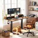 Veken 47x28 in Electric Standing Desk with Drawers, Adjustable Table, Brown, 47.2×28 Inch