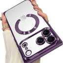 OOK Magnetic Case Made for iPhone 17 Pro Max 6.9 Inch (Compatible with MagSafe) Clear Phone Cover with Screen Protector Soft TPU Anti-Scratch Shockproof Protective Case for Women Men - Purple