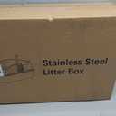 Stainless Steel Litter Box with High Sides, Extra Large Metal Cat Litter Pan for Big Cats, XL Litter Box with Scoop, Non-Stick Easy Clean Anti-Leak Kitty Litter Pan, Odor Control Open Top Design