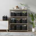 8 Pack Black Storage Bins with Lids Stackable Storage Container for Organizing, Black Storage Boxes with Handle for Shelves, Cute Organizer Bins for Craft, Snacks, 9.85x6.9x5.7 inch