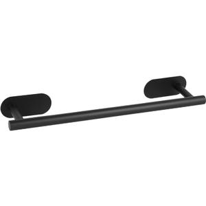 Self-Adhesive Black Towel Bar for Bathroom Wall - Rustproof Stainless Steel Towel Racks for Bathroom, No Damage Drill-Free Installation, Heavy Duty Modern Brushed Single Towel Rod (Black)