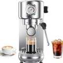 Espresso Machine Upgrade, 20 Bar Compact Espresso Coffee Machine with Milk Frother, Stainless Steel Coffee Maker with 44oz Removable Water Tank & Fast Heat System for Cappuccino, Latte