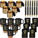 FillTouch 24 Pcs Christian Gift Church Father's Day Bulk Religious Bible Verse Prayer Journal Coffee Mug Candle Set for Man of God Pastor Father Dad Bible Study CNA Gifts (Courage,Black)