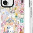 for iPhone 16 Case [Military-Grade Drop Protection/Glamorous Soft TPU Protective/Camera Protection/for Women & Girls]-Pink Dream Hand-Painted Fashion Collage