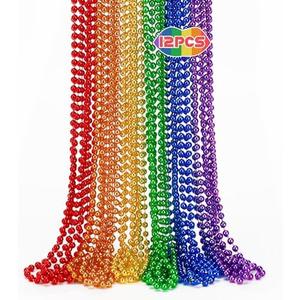 EOBOH 12PCS Pride Accessories, Pride LGBTQ Beads Necklace Stuff, Metallic 6 Kinds of Rainbow Necklace Bulk, Gay Lesbian LGBT Costumes Decorations for Pride Month Parade Throws Party Favors, Pack of 4