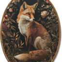 Yorhifa Vintage Moody Fox Framed Wall Art, Dark Cottagecore Oval Wall Art, Rustic Forest Wildlife Animal Oval Walls Decor, Moody Floral Botanical Fox Canvas Artwork Hanging Decor, 8.5x11.5in