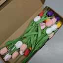 Sggvecsy 30 Pcs Fake Tulips Artificial Flowers Real Touch PU Faux Flowers Tulip Stems for Wedding Spring Bouquet Floral Arrangement Party Home Office Decorations for Mother's Day (Multi Colors)