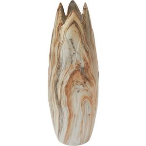Deco 79 Ceramic Decorative Vase Marbled Centerpiece Vase with Angled Edge Opening and Rust Accents, Flower Vase for Home Decoration 7" x 7" x 21", Beige