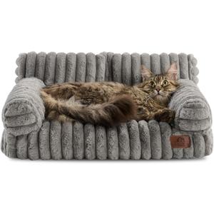 Hollypet Fluffy Dog Cat Bed Pet Couch Beds Plush Soft Warming Washable Puppy Bed for Small Medium Dogs and Large Cats, Dark Gray, 24" L x 18" W x 10" Th