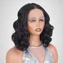 Black Bob Wig 12 Inch Yaki Straight 13x4x1 T Part Synthetic Lace Front Wig Bob Wigs for Black Women, 180% Density Heat Resistant as Human Hair Shoulder Length Short Wigs for Daily Use