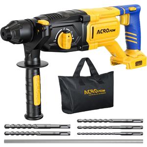 SDS-Plus Cordless Rotary Hammer Drill for Dewalt 20V BatteryBrushless Motor, Safety Clutch, 4 Functions, LED Light with Vibration Control, 5 Drills with Carry Bag(No Battery)