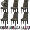 Chair Covers, Stretch Kitchen Dining Room Chair Covers Set of 6, Removable Washable Dining Chair Slipcovers for Home, Hotel, Banquet (Hemp Coffee Pattern)