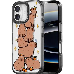 Bouvardia for iPhone 17 Case, Cute Design for Women & Girls, Protective & Aesthetic, Capybaras (Gray Bumper)