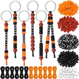 Landical 564 Pcs Basketball Keychain Making Kit DIY Basketball Bead Key Chain Set Craft Adjustable Sport Letter Bead Sport Theme Party Favor Gift Accessory Holiday Decoration for Adult(Vintage Color)