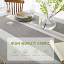 QIANQUHUI Embroidered Tablecloth for Dining Table,Dust Proof Spillproof Soil Resistant Cotton Linen Rectangle Table Cloths (Grey Lines, Rectangle/Oblong, 55'x120'', 10-12 Seats)
