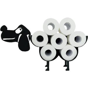Dog Decorative Toilet Paper Holder Shelf, Cute Funny Tissue Iron Storage Stand Rack Iron Roll Paper Storage Bathroom Kitchen Accessories (Black Dog)