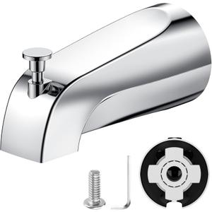 Tub Spout with Pull Down Diverter  Slip-Fit Bathtub Faucet Spout Replacement, 1/2 Copper Pipe Connection, Easy Installation, Universal for Bathroom Shower(Chrome)