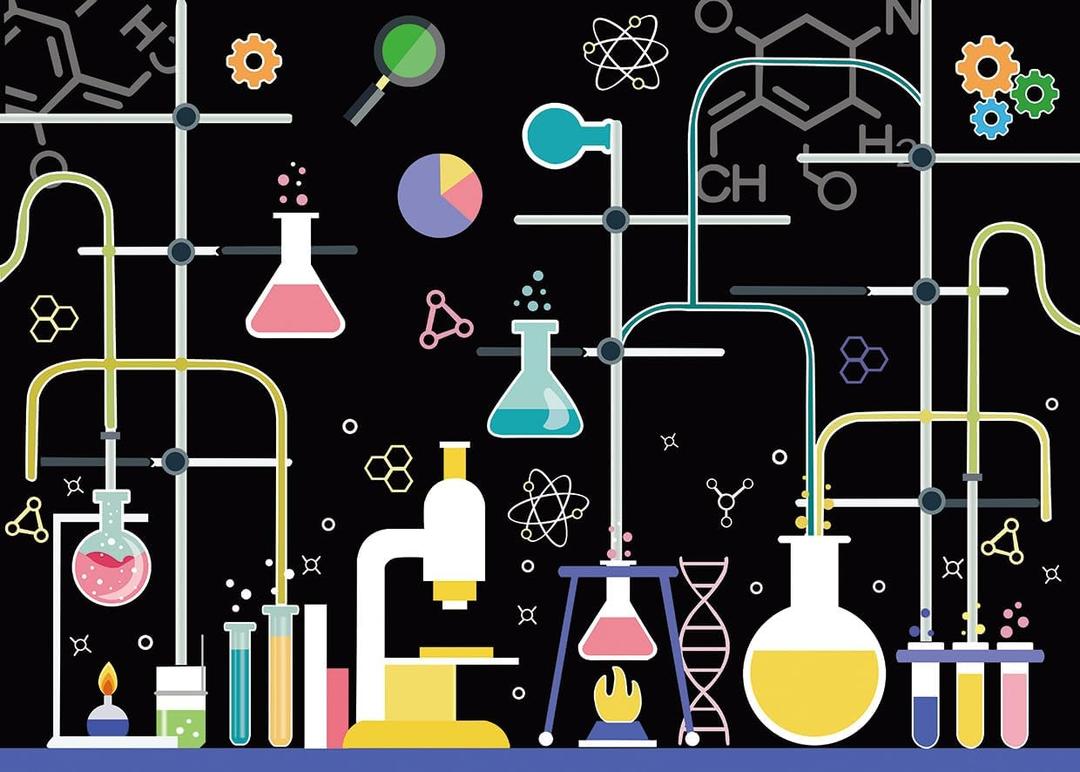 LYCGS 8X6ft Chemical Science Backdrop Chemical Experiments Science Birthday Party Backdrop Kids Chemistry Lab Mad Scientist Equipment Science Research Banner X-266