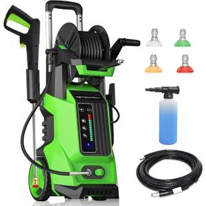 Electric Pressure Washer 5000PSI 3.5GPM with Touch Screen & 5 Nozzles, Portable Design for Car, Patio, and Outdoor Cleaning (Green)