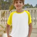 Boys Short Sleeve T Shirts Kids Summer Colorblock Tops Crewneck Casual Tee 5-14 Years