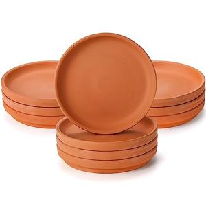 Suwimut 9 Pack Terracotta Pot Plant Saucer, 6 Inch Round Terra Cotta Planter Saucers for 5 Inch 5.5 Inch 6 Inch Flower Pot with Drainage Hole, Small Clay Planter Drip Trays for Indoor, Outdoor Plants