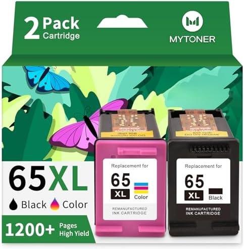 65XL Ink Cartridges Black/Color Combo Pack High-Yield Replacement for HP Ink 65XL 65 Ink Cartridges use with HP Envy 5055 5052 5058 DeskJet 3755 2655 3752 3720 3722 3723 3758 Printer Ink 65(2 Pack)