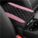 Car Center Console Cushion Pad, Universal Leather Waterproof Armrest Seat Box Cover, Comfortable Auto Armrest Cover Protector, Car Interior Decor Accessories for Most Vehicles (Pink)